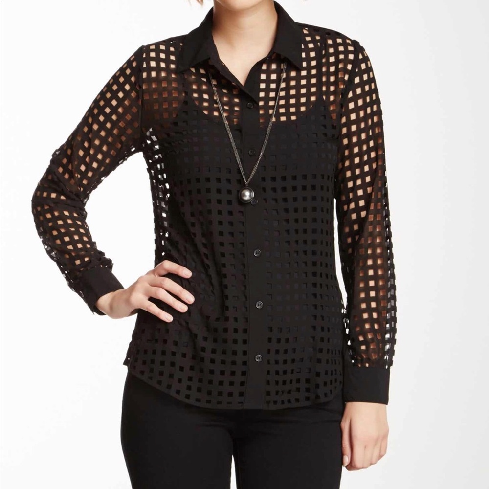 Love stitch square cutout Long sleeve blouse